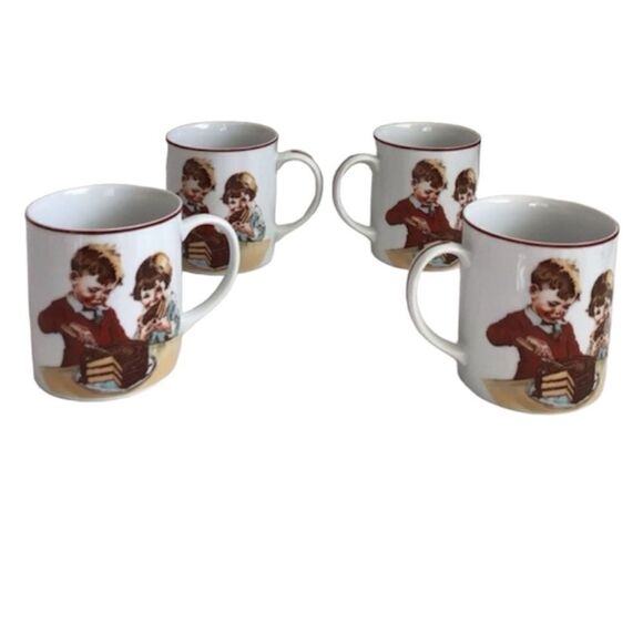 Normal Rockwell 4-Piece Mug Set Cover Of Hersey 1934 Cookbook - Picture 5 of 7